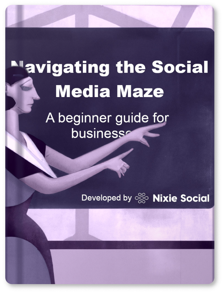The cover image of the course that states the course name 'Navigate Social Media Maze, A begginer guide for businesses.'